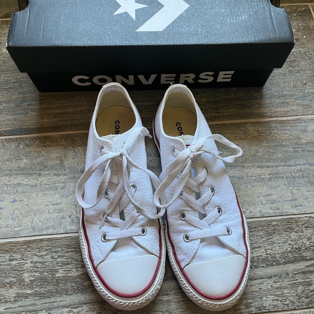 Converse White Sneakers with Red Trim
